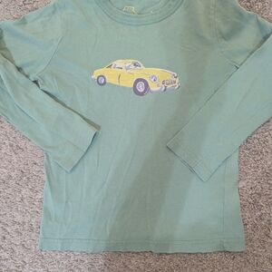 Mini Boden Green Kids Shirt with Car Print